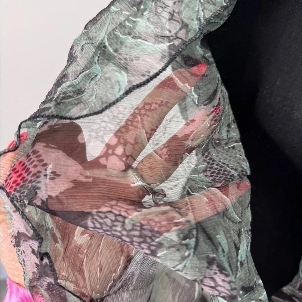 Sheer Black and Green Short Scarf